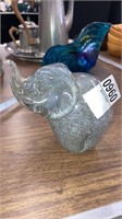 Art glass blown solid glass elephant 4” long