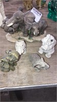 5 miniature elephant figurines resin-type