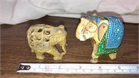 Carved & decorated stone elephants