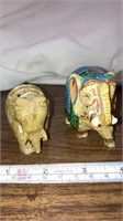 Carved & decorated stone elephants