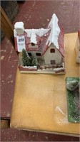 2 glitter Christmas houses , 1 snowman pot
