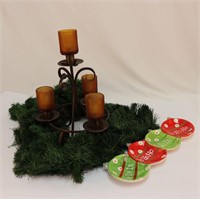Tiered Candleholder, Garland, Tray