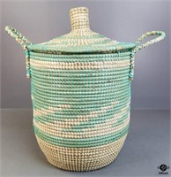 Woven Basket with Lid and Handles