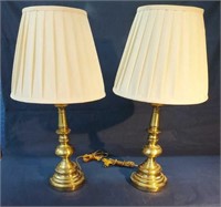 Pair of Stiffel Brand Brass Lamps with Shades