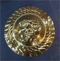 Large Brass Sun with a Face Wall Decor 18"dia