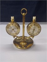 Swiza Sheffield Brass Alarm Clock & Barometer Desk