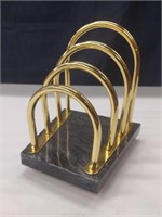 Brass with Marble Base Desk File Organizer