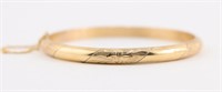 14K Gold Bracelet w/ Etched Floral Design