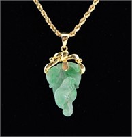 14K Gold Necklace with Jade Pendant
