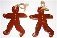 (2) 2011 Foltz Gingerbread Tree Ornaments 4.75"