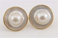 14K Gold Mabe Pearl Earrings