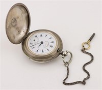 J. Dent London Coin Silver Key Wind Pocket Watch