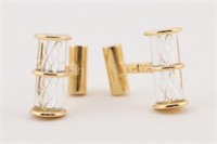 14K Gold Latticino Glass Cufflinks