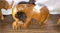 5 carved wood elephants - largest is 7” long