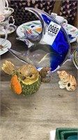 Art Glass fish, bird, mini tiger USSR, mini stone