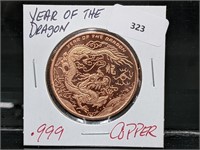 1oz .999 Copper Yr of the Dragon Round