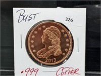1oz .999 Copper Bust Round