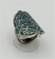 Sterling and turquoise ring size 6 1/2 weighs