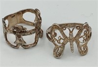 Pair of Sterling Butterfly and figural rings.