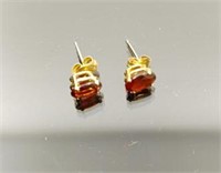 14k Gold Earrings with simulated red stones