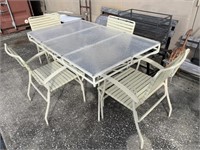 Vintage Yellow Strap Patio Table and 4 chairs