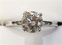 Certified 14K  Diamond(1.1Ct,Si1,Light Brown) Ring