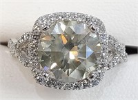 Certified 14K  Diamond(3.6Ct,Si1,Light Yellowish G