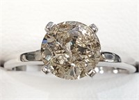 Certified 14K  Diamond(1.4Ct,I2,Light Brown) Ring