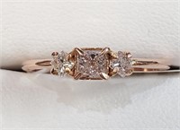 Certified 14K  Diamond(0.25Ct,Si1,Pink)+0.2Ct Ring