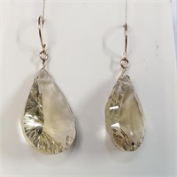 $800 14K  Lemon Quartz(12ct) Earrings