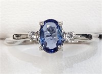 $2000 18K  Sapphire(0.5ct) Diamond(0.03ct) Ring