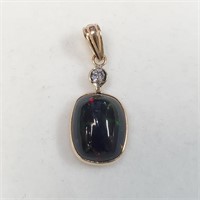 $1600 14K  Enhanced Opal(2.7ct) Diamond(0.15ct) Pe