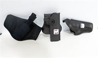 3 HOLSTERS: SAFARILAND 1 LEATHER, UNCLE MIKE'S