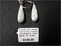 Crystal Teardrop Stainless Steel Earrings