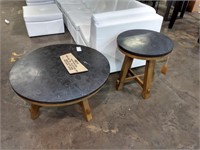 WEATHERFORD COCKTAIL & END TABLE, BLUE STONE TOPS