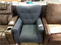 DARK BLUE FABRIC ACCENT  CHAIR  BUTTON TUFTED