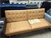JACKSON LEATHER FOLDIBLE FUTON BED IN CAMEL