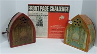 NEWSPAPER JIGSAW PUZZLE + 2 WIND-UP MUSIC BOXES