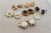 6 pair vintage clip earrings