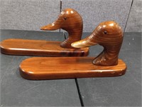 Pair of Wooden Duck Head Decoy Wall Hangers