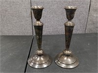 Pair of Vintage Pilgrim Silverplate Candlesticks