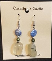 Stone & Freshwater Pearl Drop Earrings