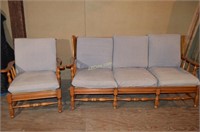 6ft 3 Cushion Sofa Wooden Arms/Legs and Side