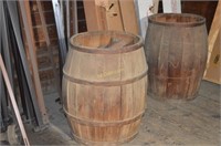 2 Vintage Wooden Barrells 20"x29.5"h