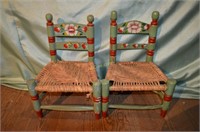 2-Vintage Mexican Hand Painted Wood Folk Art