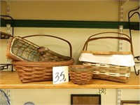 (4) Assorted Dark Brown Longaberger Baskets -