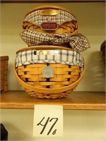 (2) Round Longaberger Baskets - 2002 Woven -