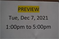 Preview:  Tuesday, Dec 7, 2021 1:00pm to 5:00pm