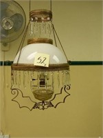 Victorian Hanging Parlor Lamp w/ Prisms