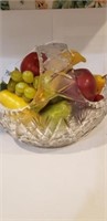 Glass Basket w/ Artificial Fruit